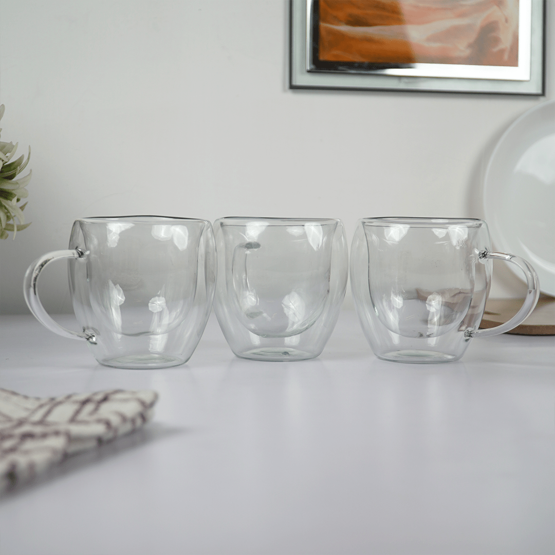Double Wall Glass Coffee Cup with Handle - Memories InsiteDOUBLE WALL GLASS CUPS-2